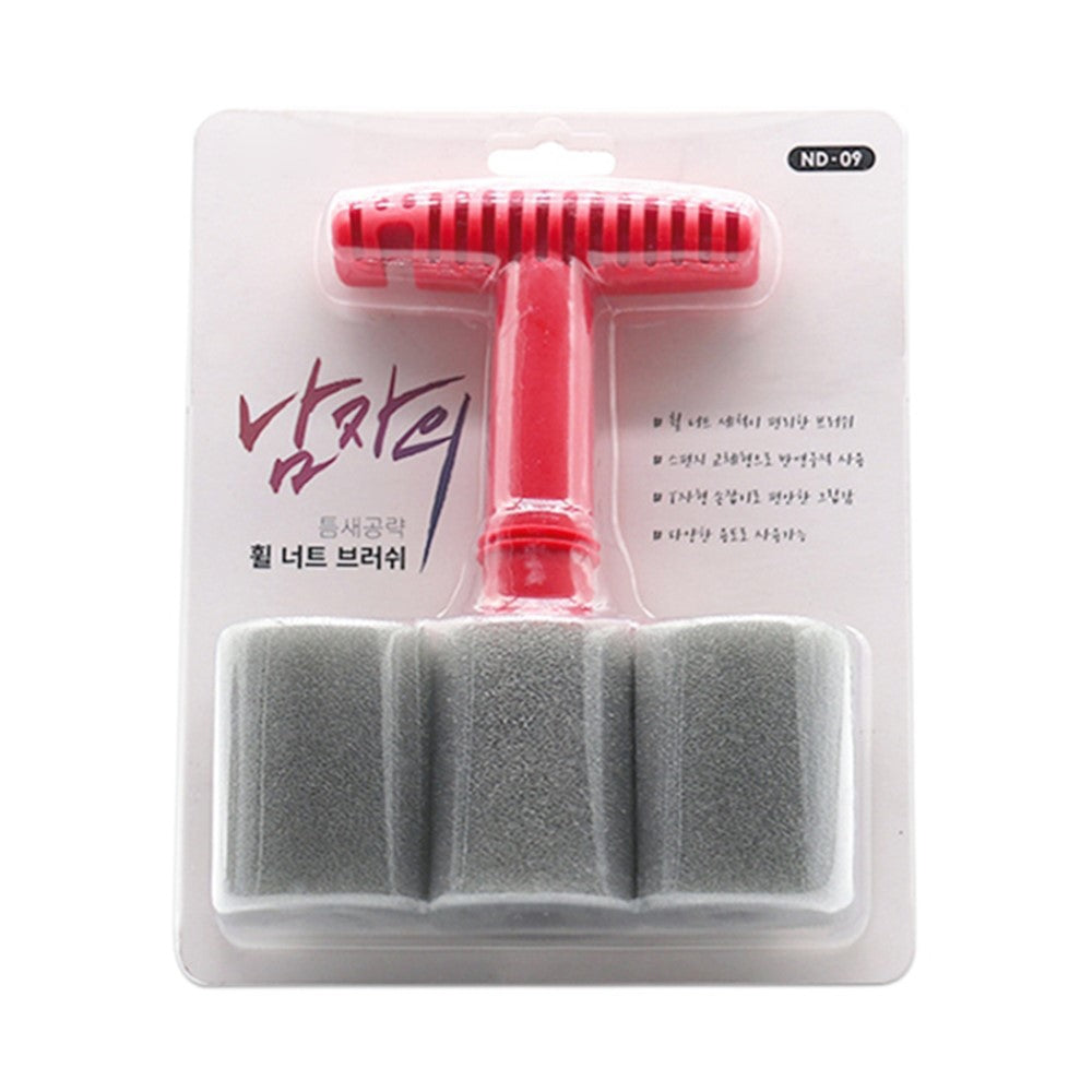 ND-09 Car Wheel Fitting Lug Nut Cleaning Brush with 3 Replaceable Sponge Heads