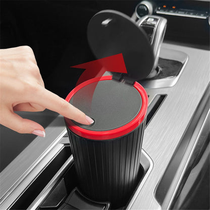 DM-143 ABS + PP Versatile Car Storage Bin with Lid Auto Vehicle Trash Can Fit Cup Holder