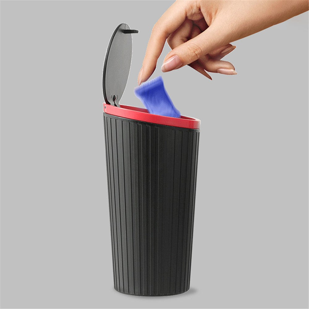 DM-143 ABS + PP Versatile Car Storage Bin with Lid Auto Vehicle Trash Can Fit Cup Holder