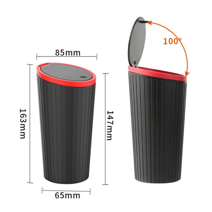 DM-143 ABS + PP Versatile Car Storage Bin with Lid Auto Vehicle Trash Can Fit Cup Holder
