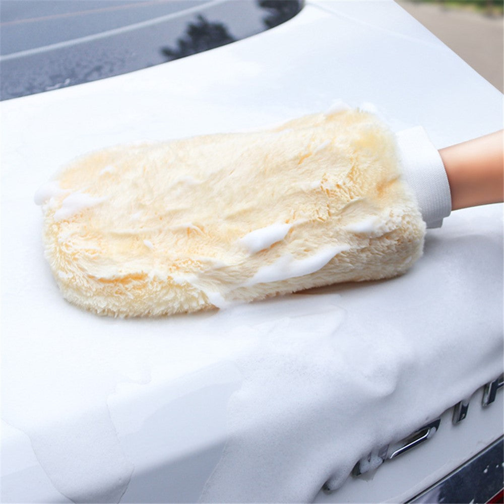 1Pc Car Cleaning Glove Soft Microfiber Double-sided Washing Mitt Auto Wash Supplies