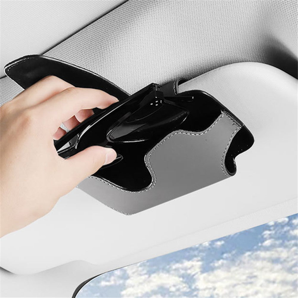 Nappa Texture PU Leather Car Glasses Storage Case Sun Visor Clip Sunglasses Holder