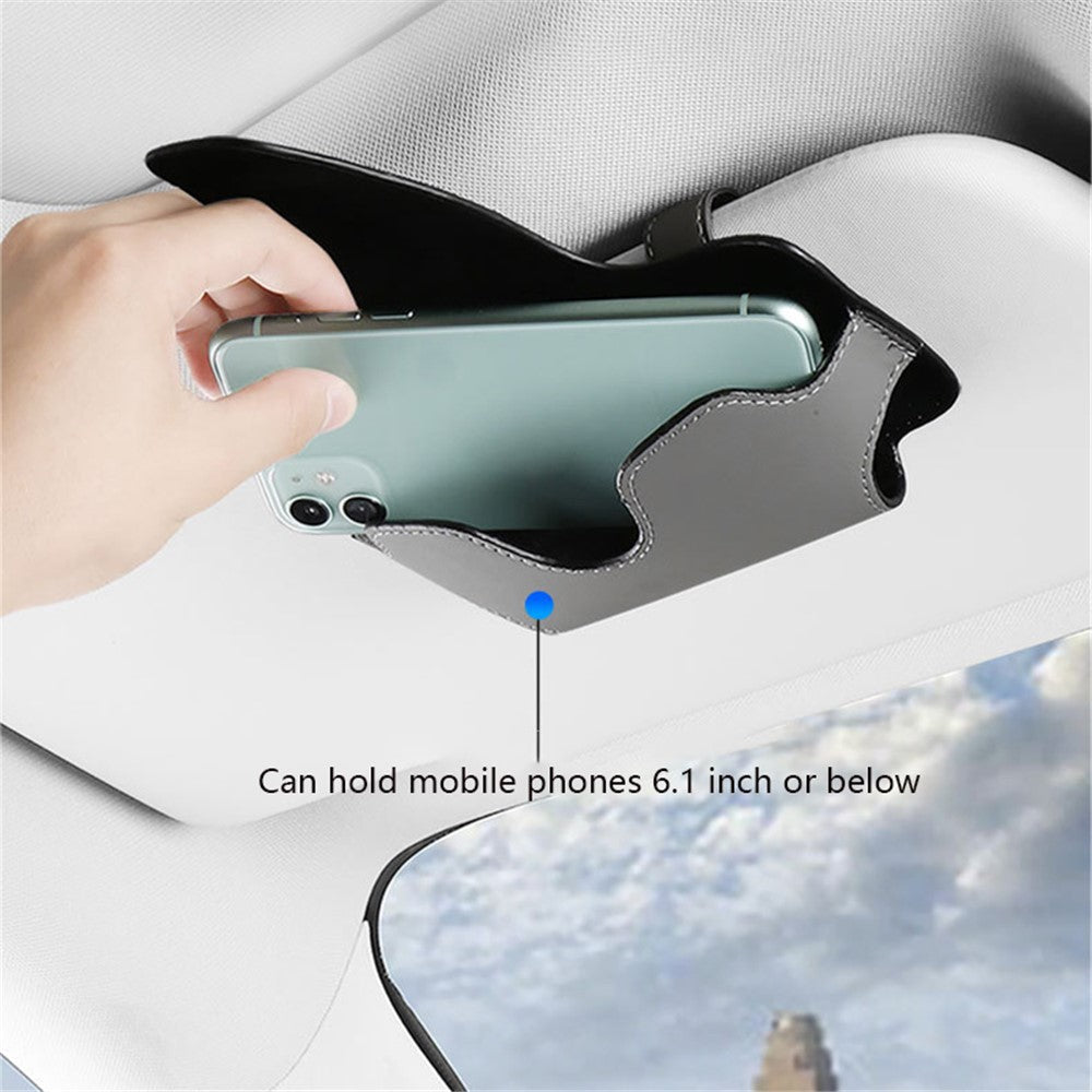 Nappa Texture PU Leather Car Glasses Storage Case Sun Visor Clip Sunglasses Holder