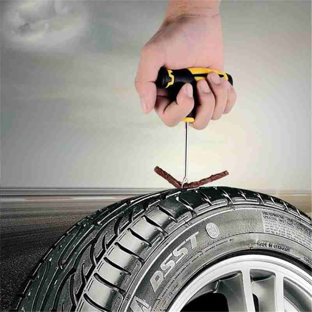 8Pcs / Set Car Tyre Puncture Repair Kit Tire Pressure Gauge Pliers Tool with Storage Case