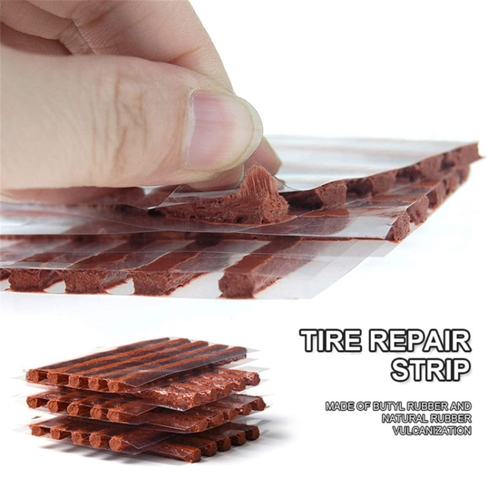 10Pcs / Set Car Tyre Puncture Repair Kit Tire Pressure Gauge Wrench Rubber Strip Auto Repair Kit