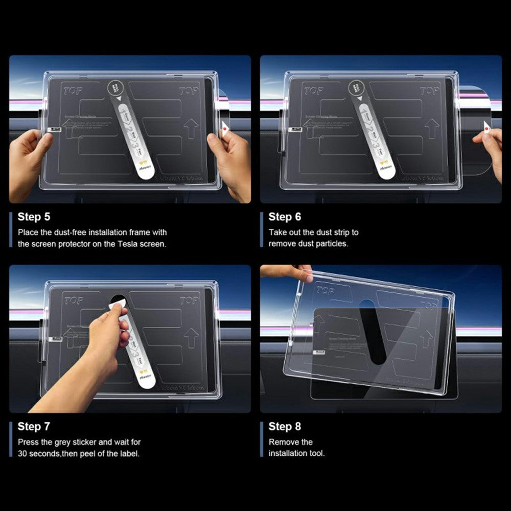For Model Y (2020-2025) / Model 3 (2017-2023) Tempered Glass Film Kit Center Console Rearview Mirror Screen Protector