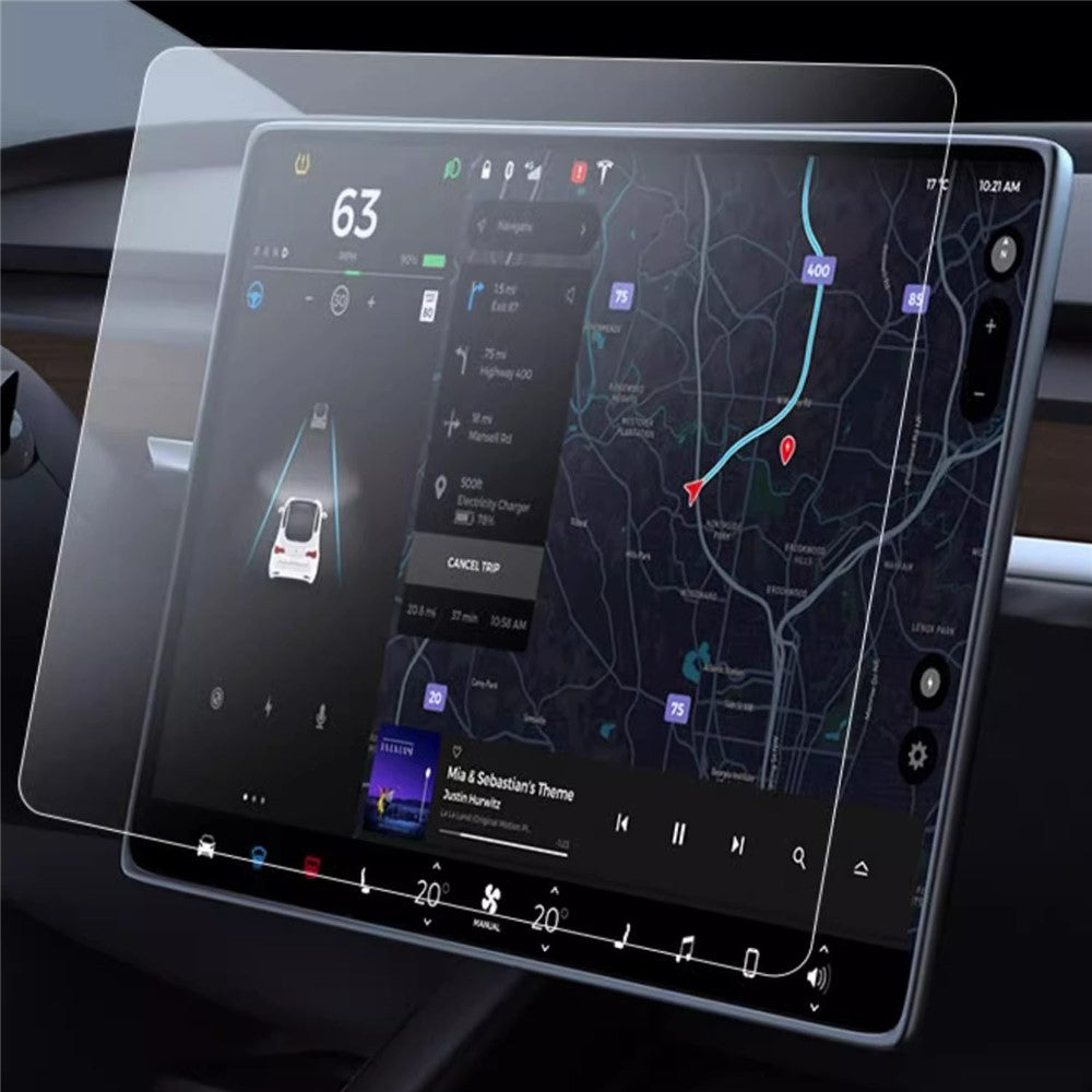 For Tesla Model Y (2021-2024) / Model 3 (2017-2022) 15.6 inch (35 x22.7cm) HD Clear Car Display Navigation Screen Protector Tempered Glass Film