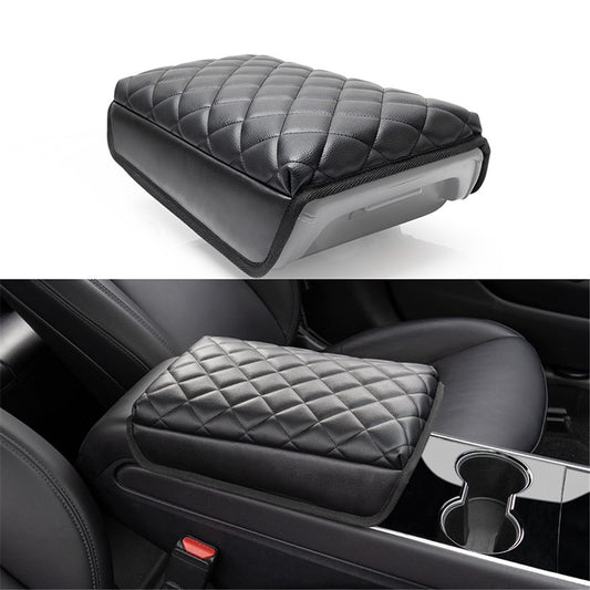 TS000658 For Model 3 / Y 2017-2022 PU Leather Car Armrest Cover Center Console Armrest Box Protector Lid Pad