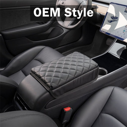 TS000658 For Model 3 / Y 2017-2022 PU Leather Car Armrest Cover Center Console Armrest Box Protector Lid Pad