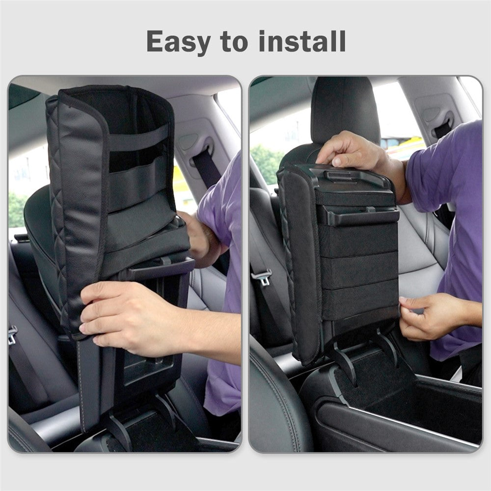 TS000658 For Model 3 / Y 2017-2022 PU Leather Car Armrest Cover Center Console Armrest Box Protector Lid Pad