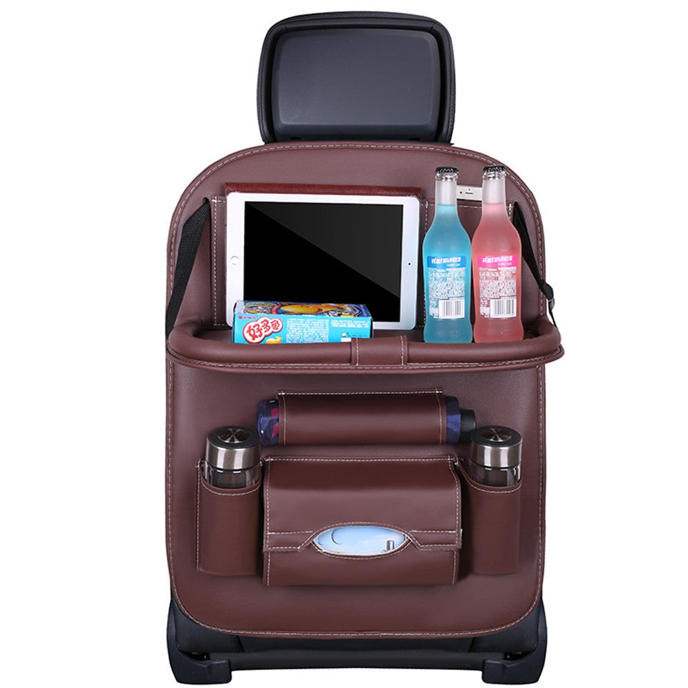 Car Back Seat Organizer Storage Bag with Foldable Table Tray Tablet Holder Tissue Box