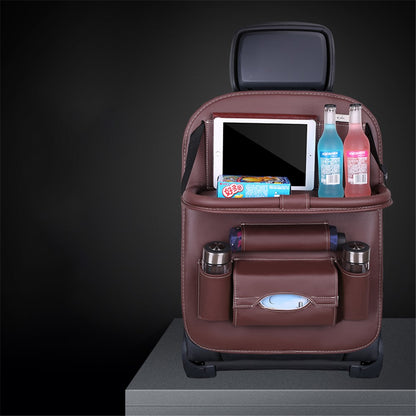 Car Back Seat Organizer Storage Bag with Foldable Table Tray Tablet Holder Tissue Box