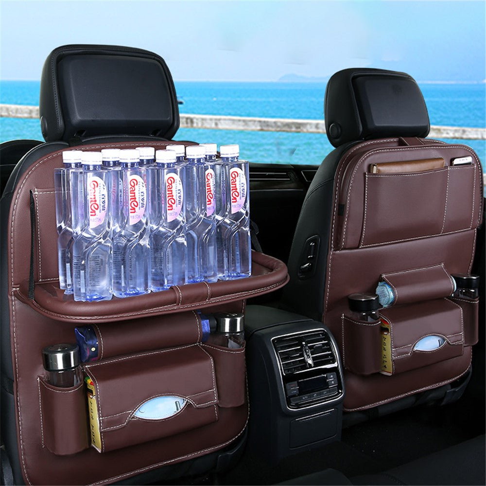 Car Back Seat Organizer Storage Bag with Foldable Table Tray Tablet Holder Tissue Box