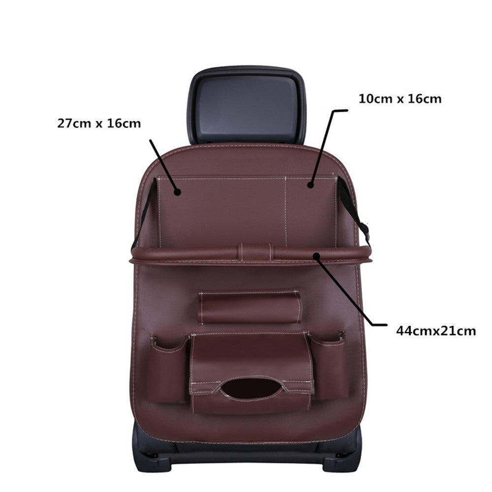Car Back Seat Organizer Storage Bag with Foldable Table Tray Tablet Holder Tissue Box