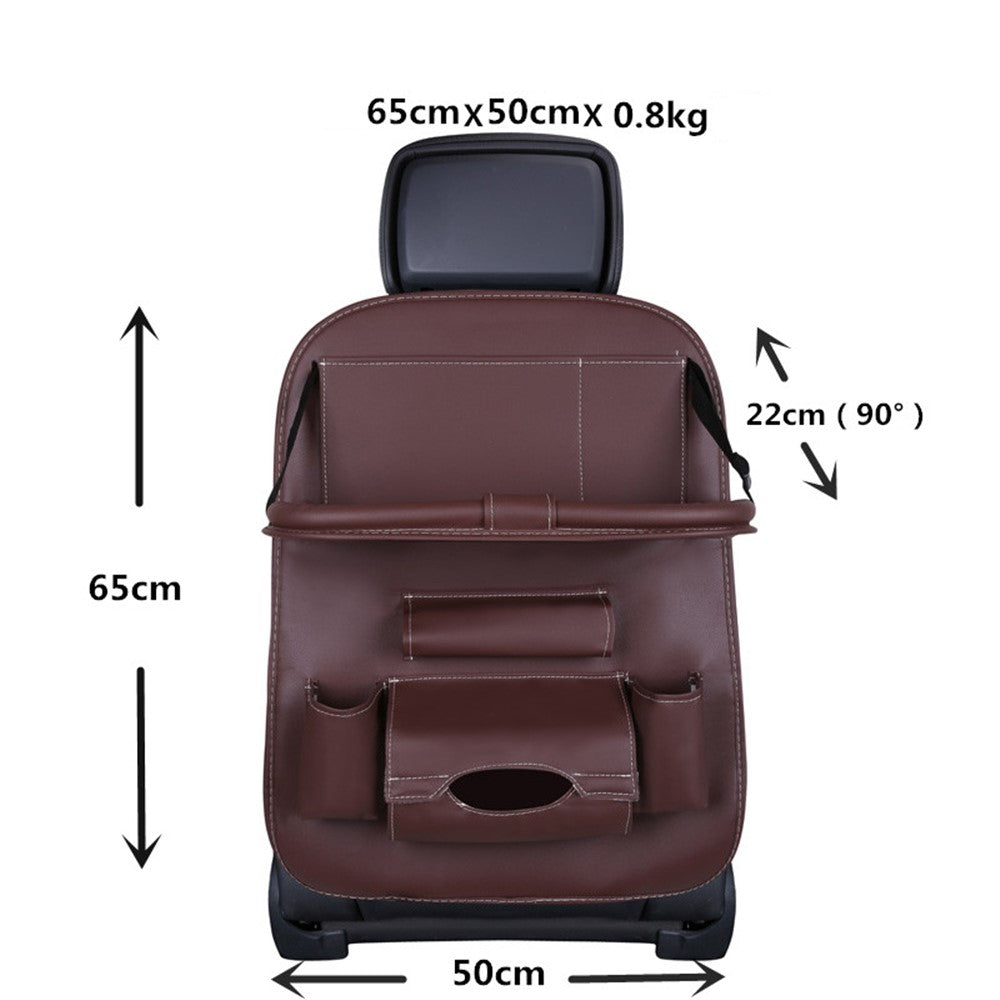 Car Back Seat Organizer Storage Bag with Foldable Table Tray Tablet Holder Tissue Box