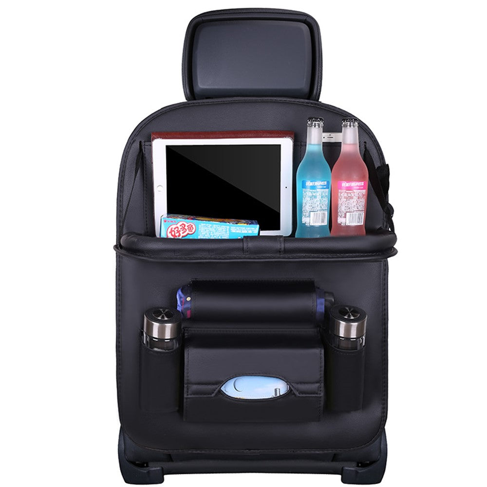 Car Back Seat Organizer Storage Bag with Foldable Table Tray Tablet Holder Tissue Box