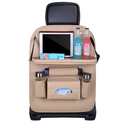 Car Back Seat Organizer Storage Bag with Foldable Table Tray Tablet Holder Tissue Box