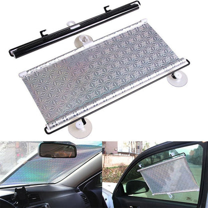 40*60cm Suction Cup Mount Automatic Retractable Sunshade Curtain Anti-UV Protection Truck Windshield Screen
