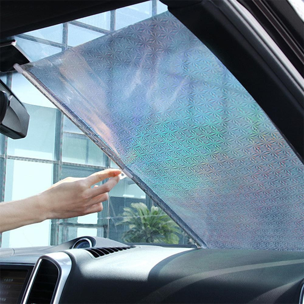 40*60cm Suction Cup Mount Automatic Retractable Sunshade Curtain Anti-UV Protection Truck Windshield Screen