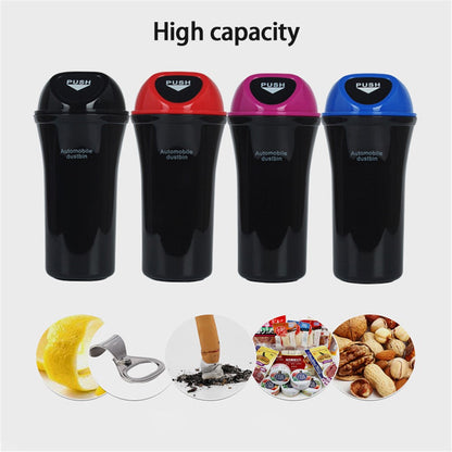 Mini Car Trash Can Push Lid Design Garbage Holder Vehicle Door Cup Holder Seat Back Plastic Trash Bin Dustbin