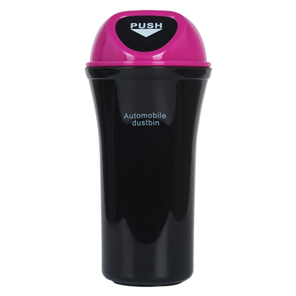 Mini Car Trash Can Push Lid Design Garbage Holder Vehicle Door Cup Holder Seat Back Plastic Trash Bin Dustbin