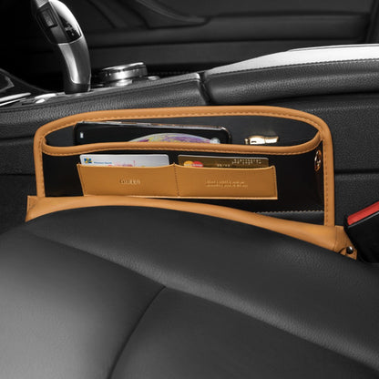 QUEES Car Seat Side Gap Storage Bag Organizer PU Leather Slit Pocket Filler