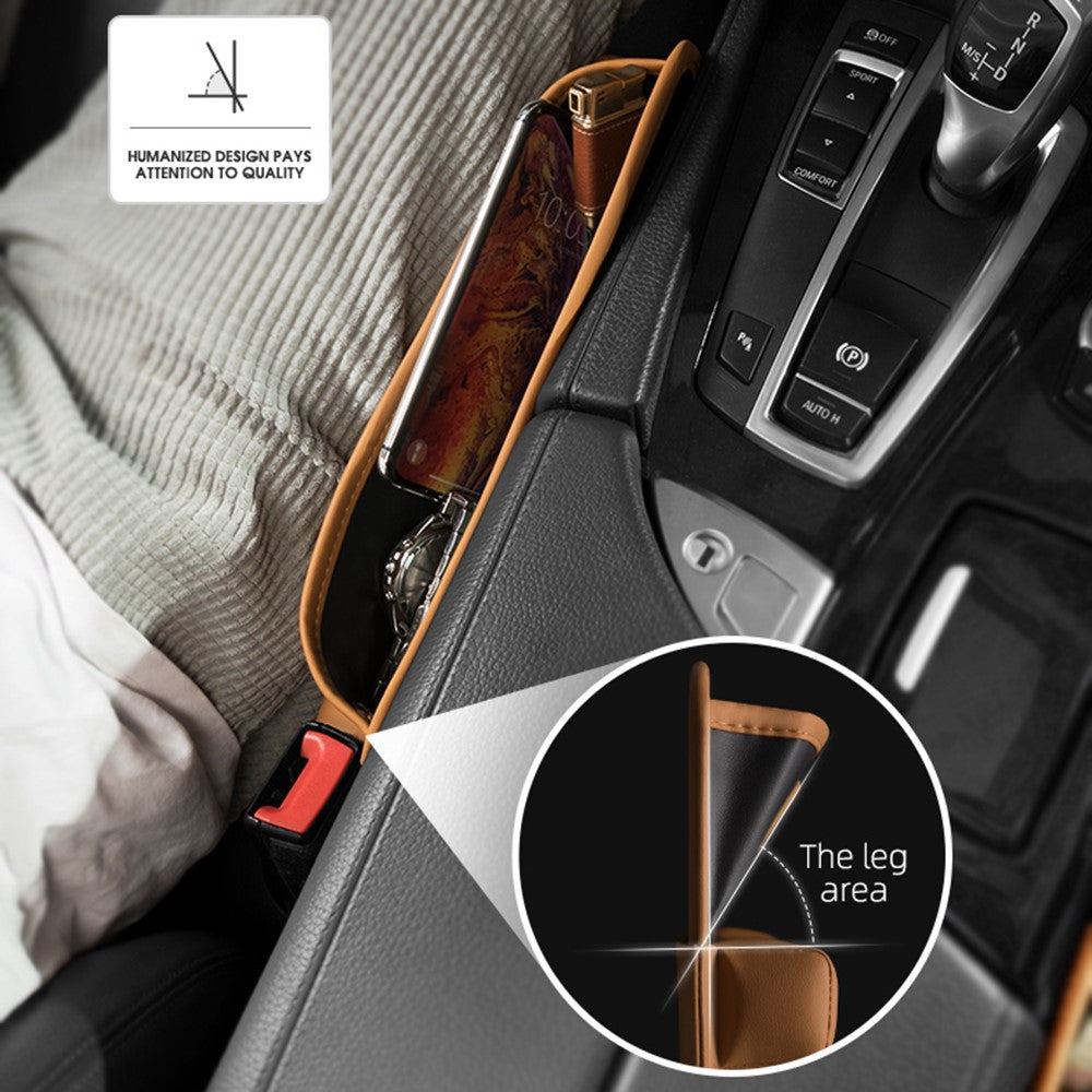 QUEES Car Seat Side Gap Storage Bag Organizer PU Leather Slit Pocket Filler