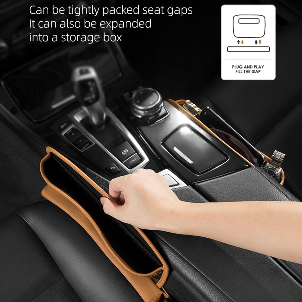 QUEES Car Seat Side Gap Storage Bag Organizer PU Leather Slit Pocket Filler