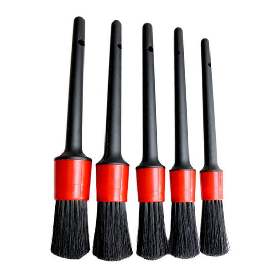 5 Different Sizes Detailing Brush Mixed Fiber Plastic Handle Automotive Brushes Set for Cleaning Wheels Engine Interior Air Vents Car Motorcycle