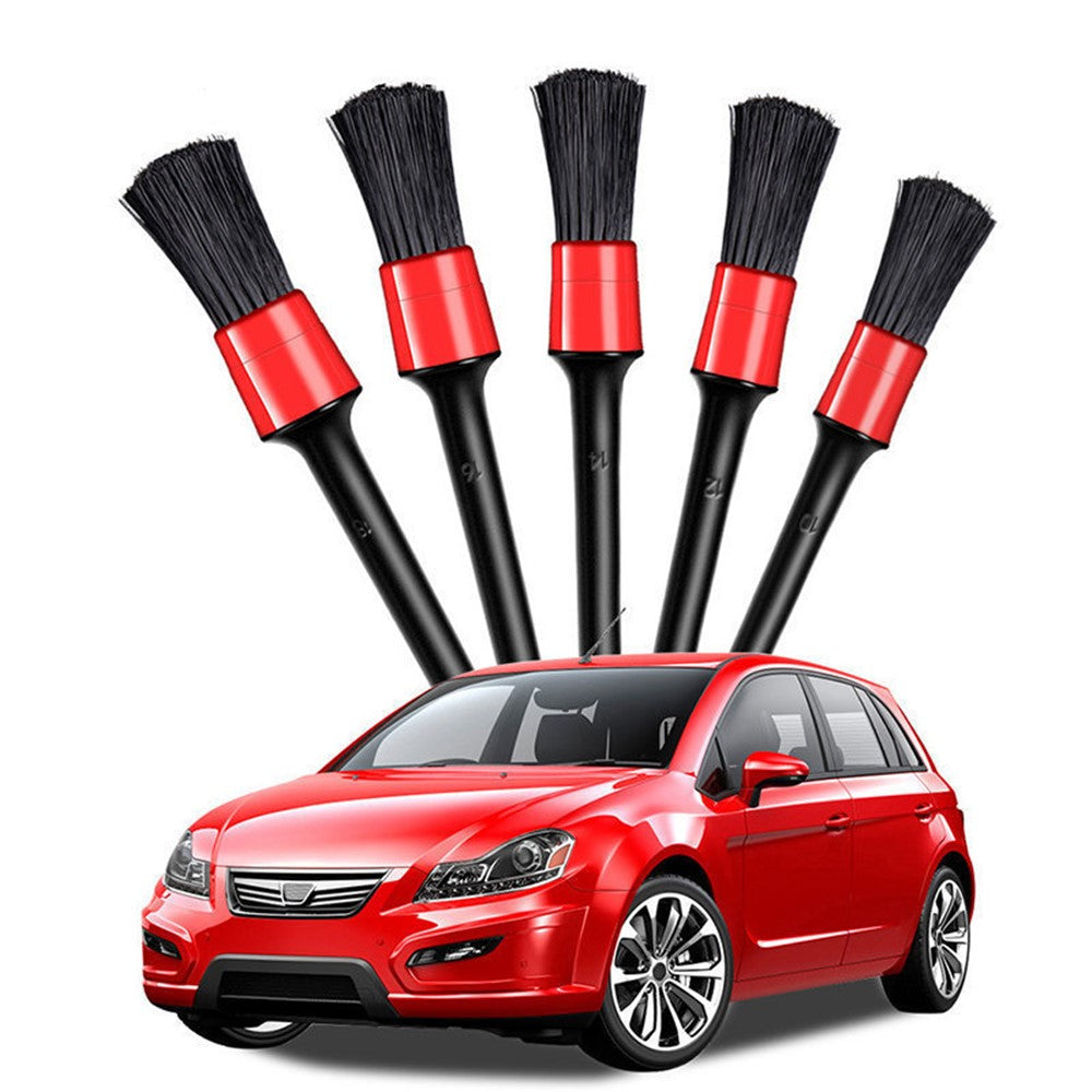 5 Different Sizes Detailing Brush Mixed Fiber Plastic Handle Automotive Brushes Set for Cleaning Wheels Engine Interior Air Vents Car Motorcycle