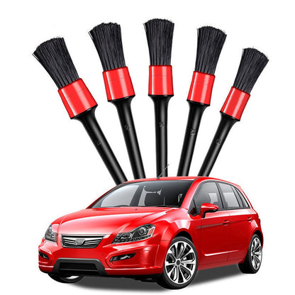 5 Different Sizes Detailing Brush Mixed Fiber Plastic Handle Automotive Brushes Set for Cleaning Wheels Engine Interior Air Vents Car Motorcycle