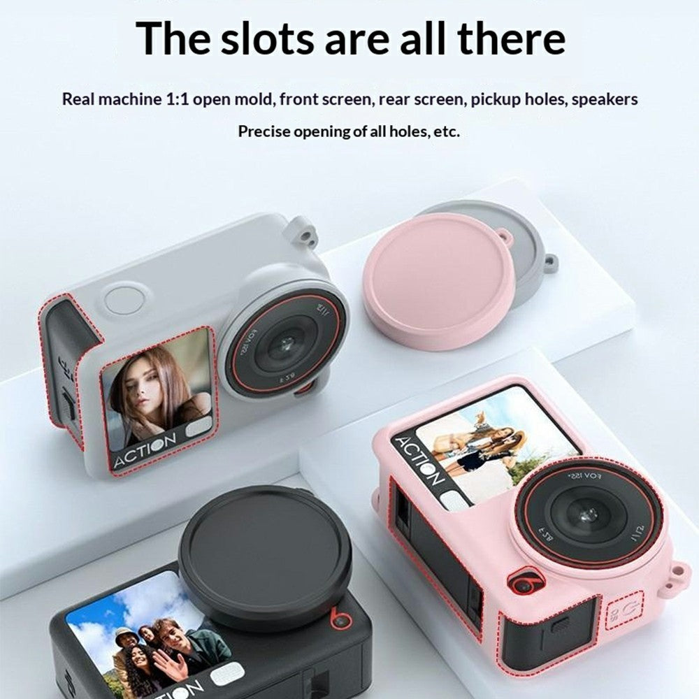 For DJI Osmo Action 6 Silicone Case Lens Cap Protective Cover Anti Drop Camera Accessory