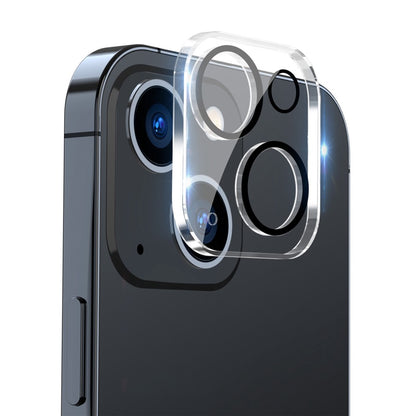 ENKAY HAT PRINCE Camera Lens Film for iPhone 14 6.1 inch / 14 Plus 6.7 inch, Full Cover Clear Tempered Glass Film, Black Ring Version
