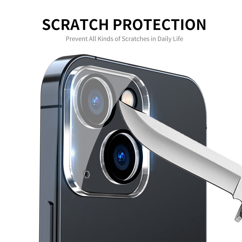 ENKAY HAT PRINCE Camera Lens Film for iPhone 14 6.1 inch / 14 Plus 6.7 inch, Full Cover Clear Tempered Glass Film, Black Ring Version