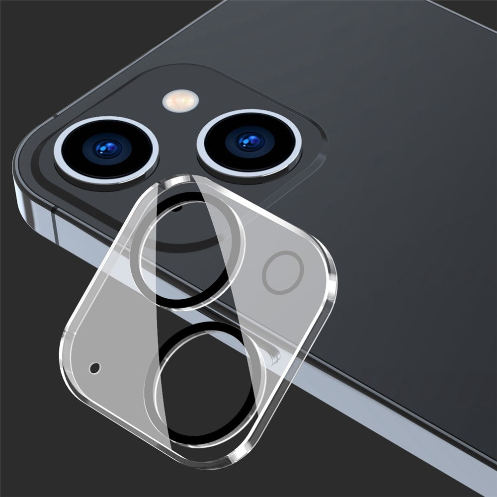 ENKAY HAT PRINCE Camera Lens Film for iPhone 14 6.1 inch / 14 Plus 6.7 inch, Full Cover Clear Tempered Glass Film, Black Ring Version