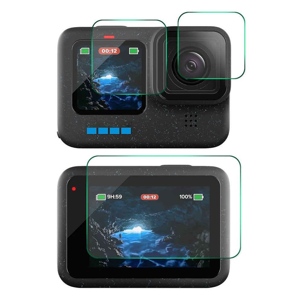 ENKAY HAT PRINCE For GoPro Hero 12 High Aluminium-silicon Glass Film 0.2mm 9H Camera Lens + Screen Protector Set