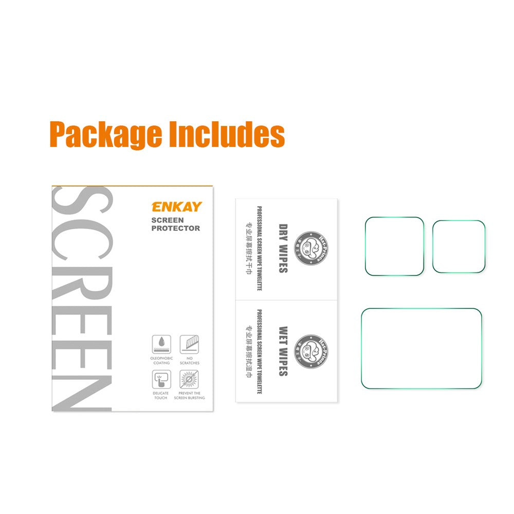 ENKAY HAT PRINCE For GoPro Hero 12 High Aluminium-silicon Glass Film 0.2mm 9H Camera Lens + Screen Protector Set