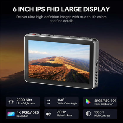 VILTROX DC-X2 6 Inch DSLR Monitor 1920x1080P IPS 4K HD Loop In / Out Display for Camera Video Shooting