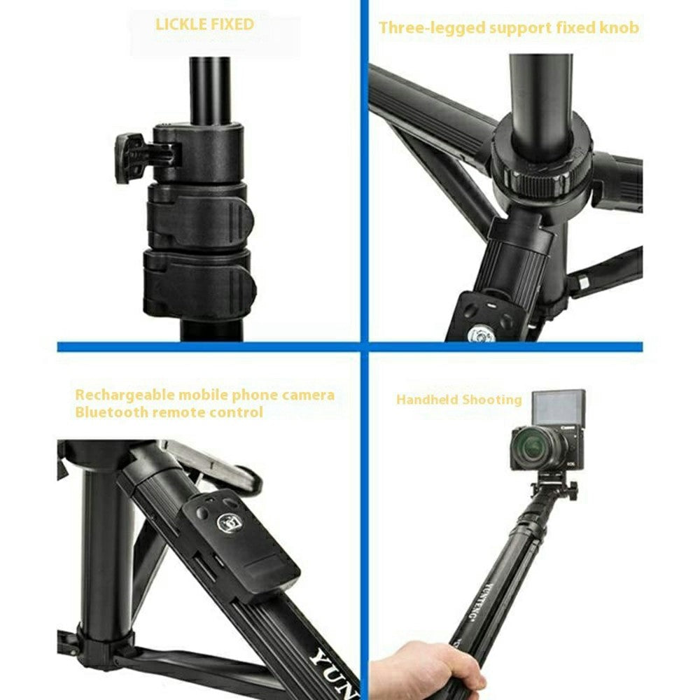 YUNTENG VCT-91666L Camera Tripod Vlog Video Stand Selfie Stick Phone Bluetooth-Compatible Live Streaming Bracket
