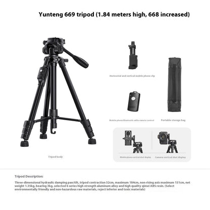 YUNTENG VCT-669 Tripod Camera Stand Smartphone Bluetooth-Compatible Selfie Mount for Live Streaming Vlog Video Recording
