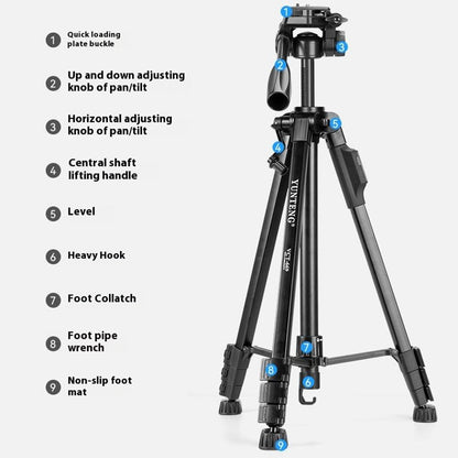 YUNTENG VCT-669 Tripod Camera Stand Smartphone Bluetooth-Compatible Selfie Mount for Live Streaming Vlog Video Recording