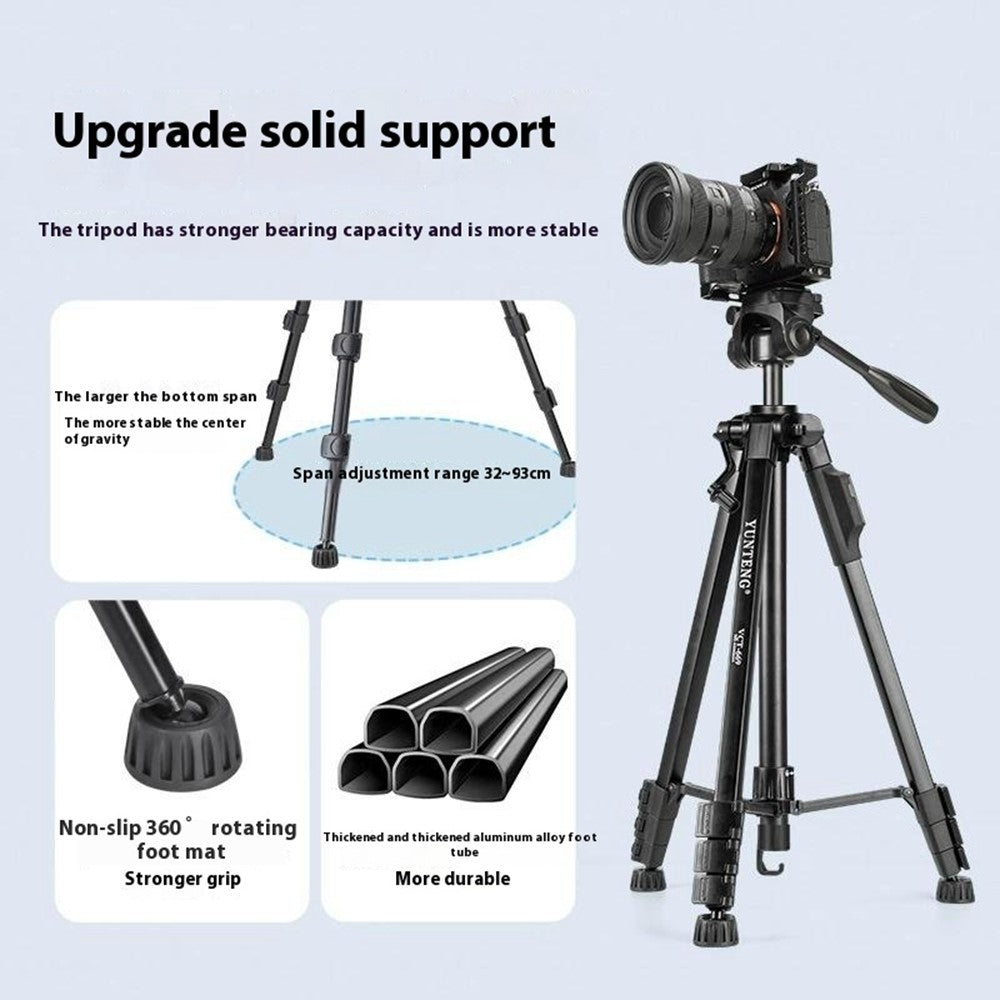 YUNTENG VCT-669 Tripod Camera Stand Smartphone Bluetooth-Compatible Selfie Mount for Live Streaming Vlog Video Recording