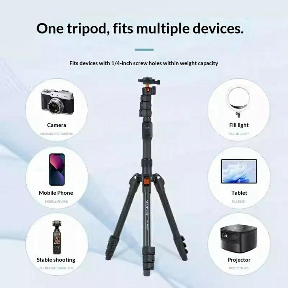 YUNTENG VCT-8068 Camera Tripod Stand with Remote, 1.98m Adjustable Phone Holder for Live Streaming