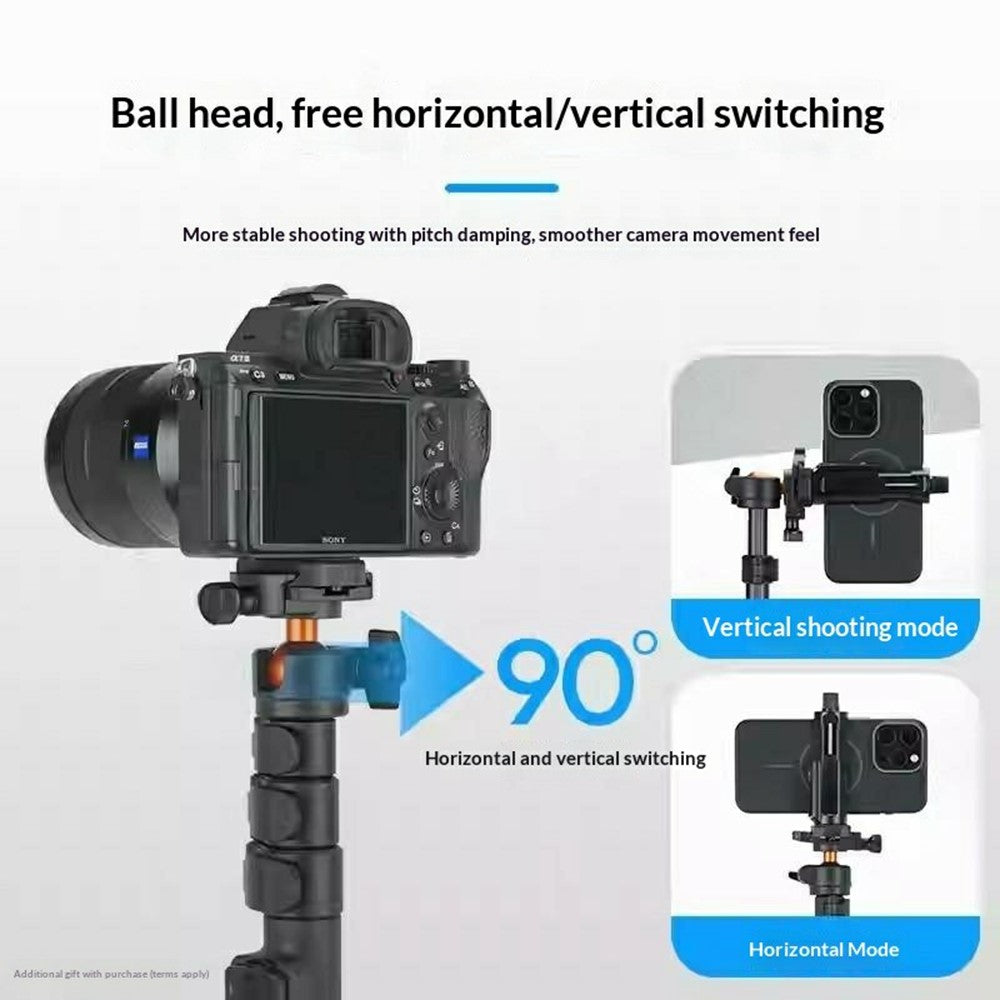 YUNTENG VCT-8068 Camera Tripod Stand with Remote, 1.98m Adjustable Phone Holder for Live Streaming