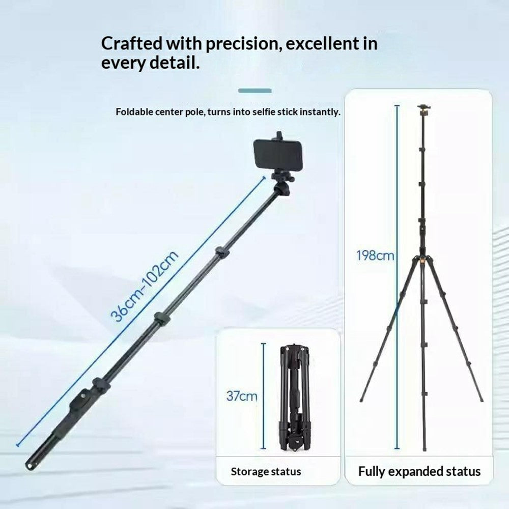 YUNTENG VCT-8068 Camera Tripod Stand with Remote, 1.98m Adjustable Phone Holder for Live Streaming