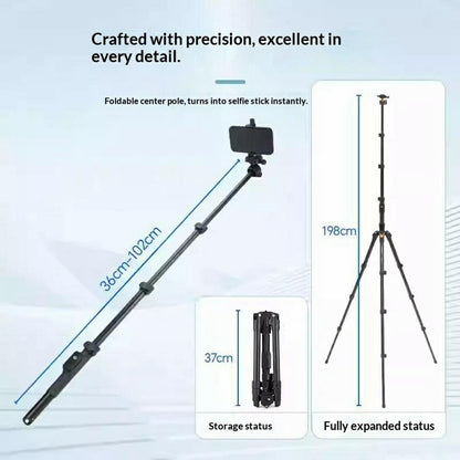 YUNTENG VCT-8068 Camera Tripod Stand with Remote, 1.98m Adjustable Phone Holder for Live Streaming