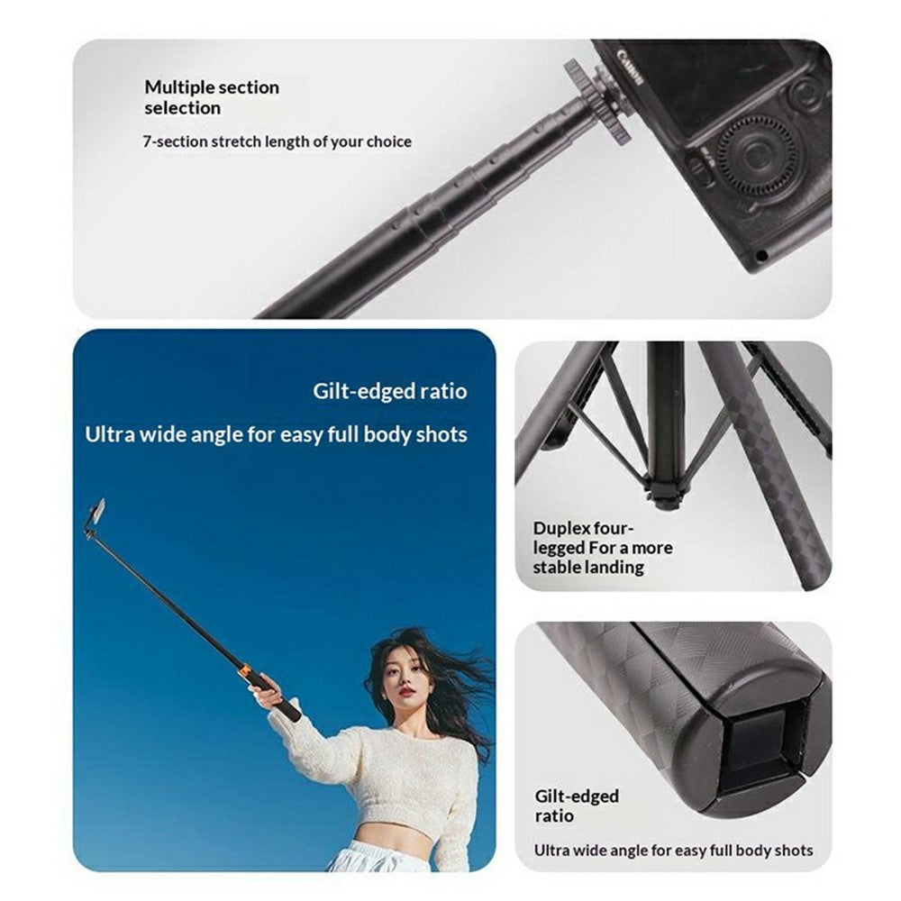 7 Sections Telescopic Tripod 1.5m Extendable Camera Stand Desktop Monopod for Live Streaming Photography