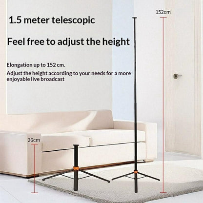 7 Sections Telescopic Tripod 1.5m Extendable Camera Stand Desktop Monopod for Live Streaming Photography