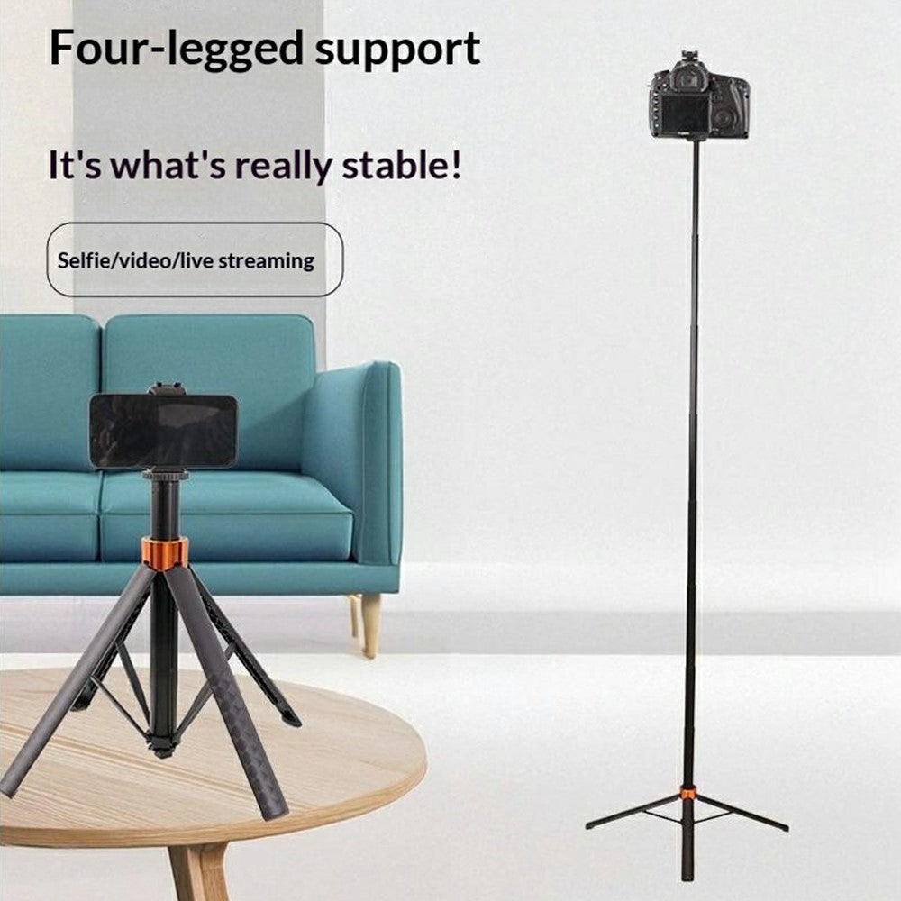 7 Sections Telescopic Tripod 1.5m Extendable Camera Stand Desktop Monopod for Live Streaming Photography