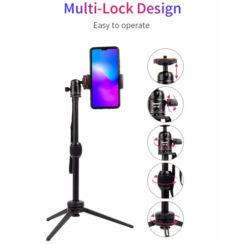 JMARY MT68 Portable Photography Selfie Mini Tripod Aluminum Alloy Telescopic SLR Camera Phone Stand